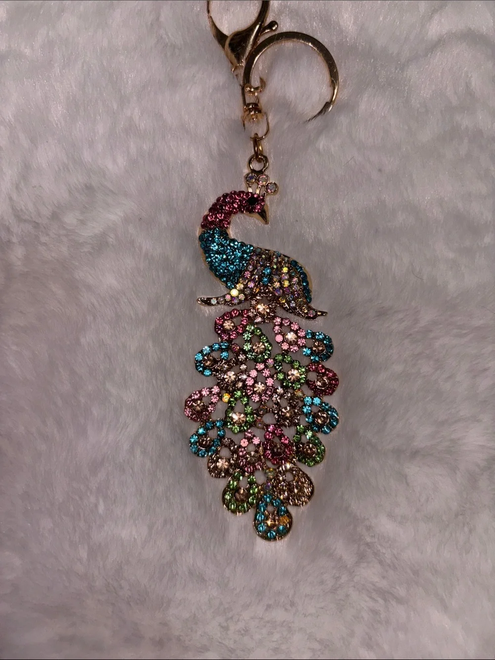 Fashion Jewelry Multicolor Peacock Crystal Keychain - Pink, Blue, Green, Gold